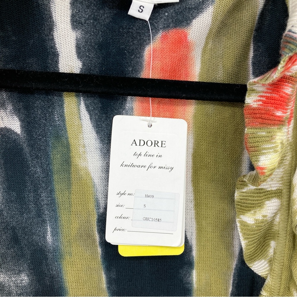 Adore Abstract Watercolor Open Ruffle Front Cardigan - Picture 3 of 8